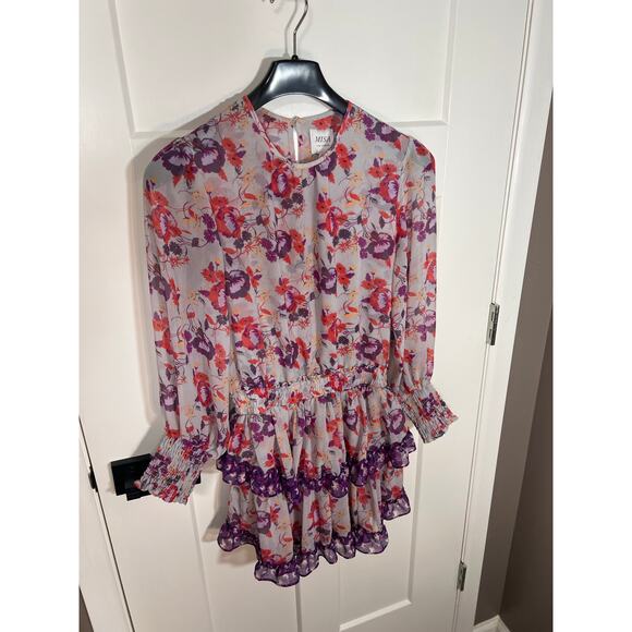 MISA Los Angeles Camila‎ Dress Purple Floral Smocked  Sleeve Mini Dress Sz Small - Picture 6 of 12